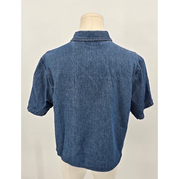 Vintage 90's New Direction Denim Shirt – Flamingo & Palm Tree Embroidery - Picture 6 of 6